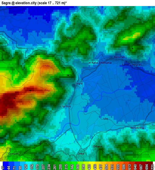 Sagra elevation map