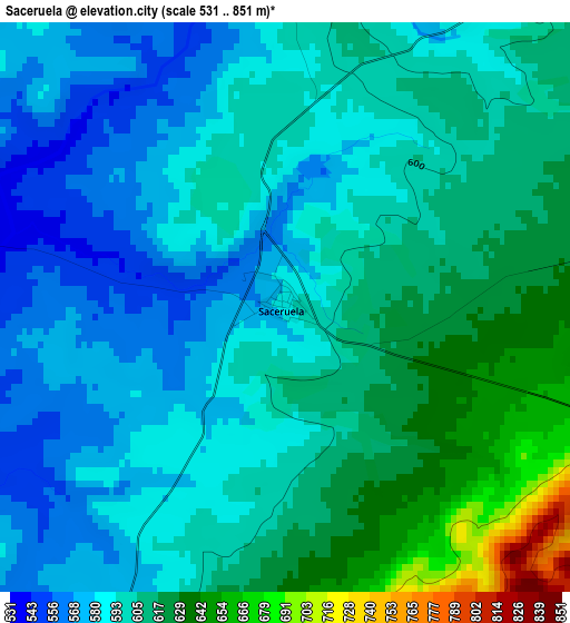 Saceruela elevation map