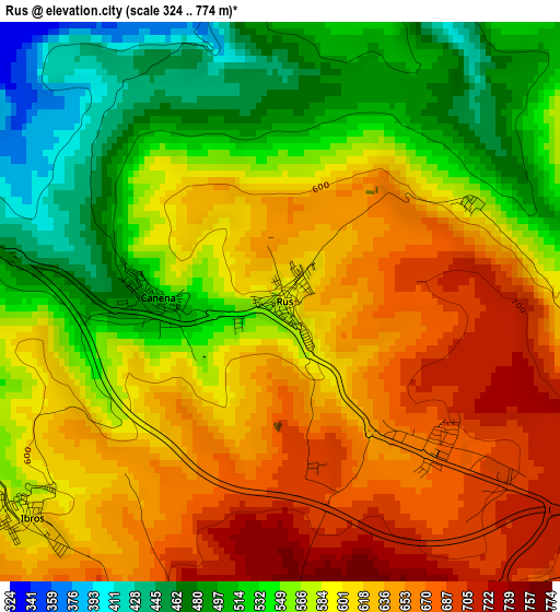 Rus elevation map