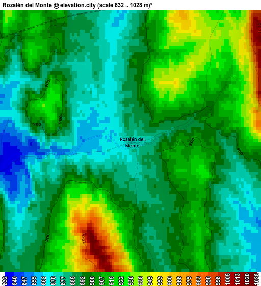 Rozalén del Monte elevation map