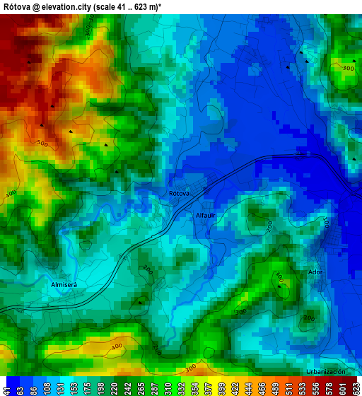 Rótova elevation map