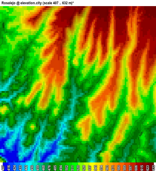 Rosalejo elevation map