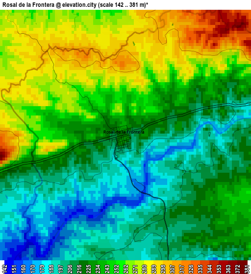 Rosal de la Frontera elevation map