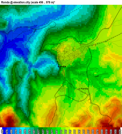 Ronda elevation map