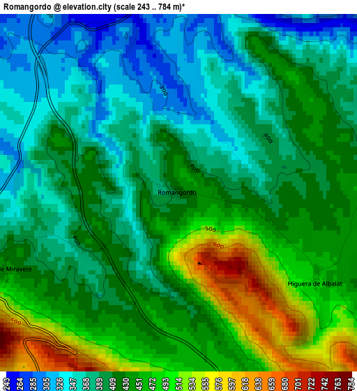 Romangordo elevation map