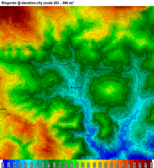 Ríogordo elevation map