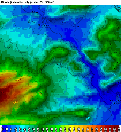 Ricote elevation map