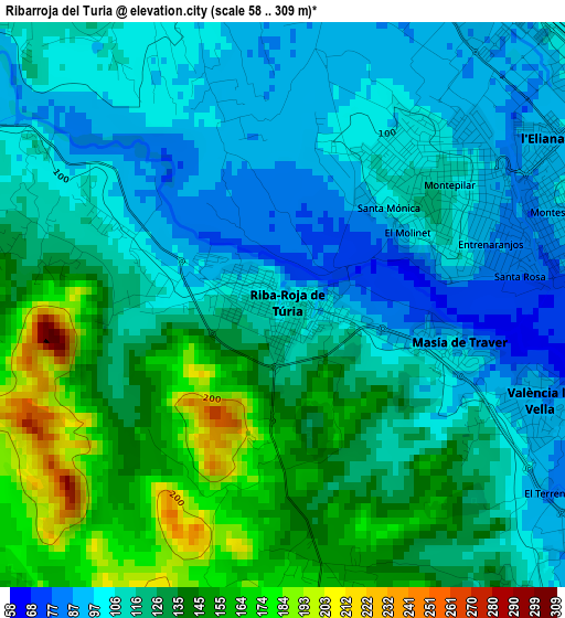 Ribarroja del Turia elevation map