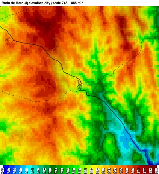 Rada de Haro elevation map