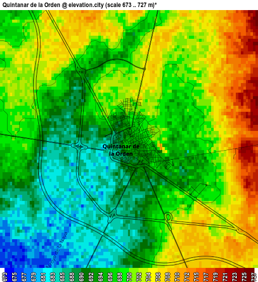 Quintanar de la Orden elevation map