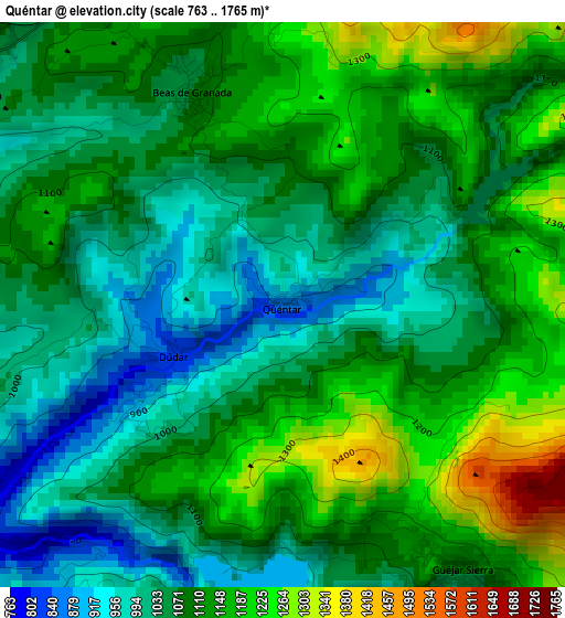 Quéntar elevation map