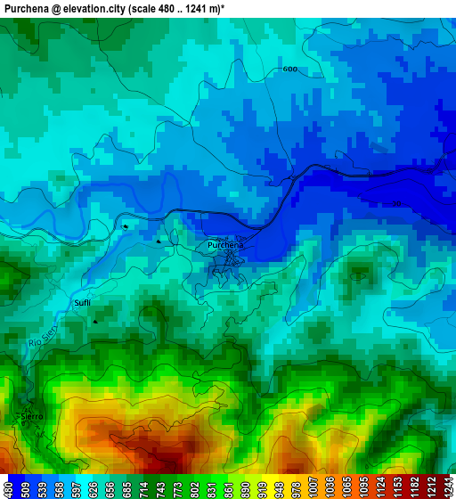 Purchena elevation map