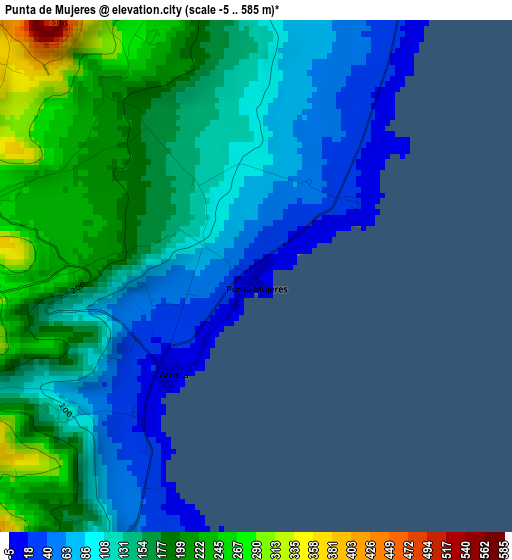 Punta de Mujeres elevation map