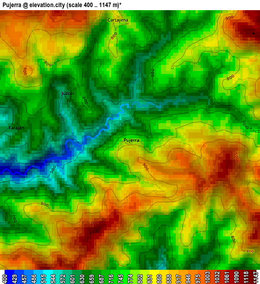 Pujerra elevation map