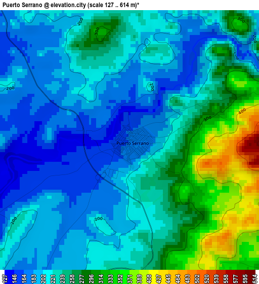 Puerto Serrano elevation map