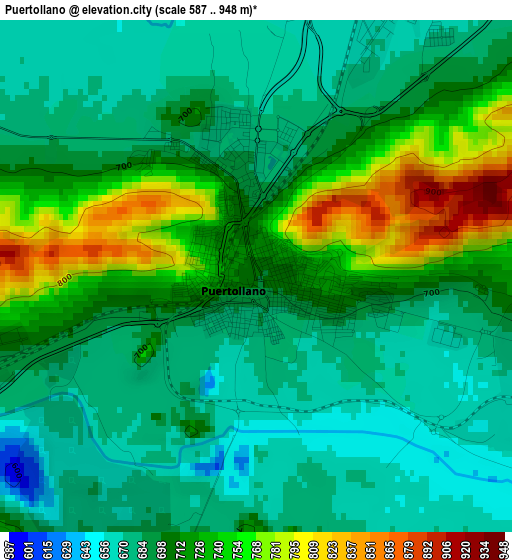 Puertollano elevation map