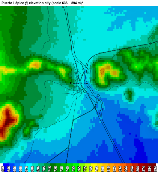 Puerto Lápice elevation map