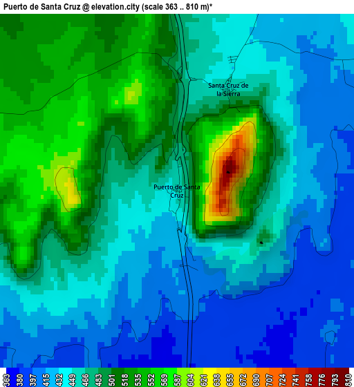 Puerto de Santa Cruz elevation map