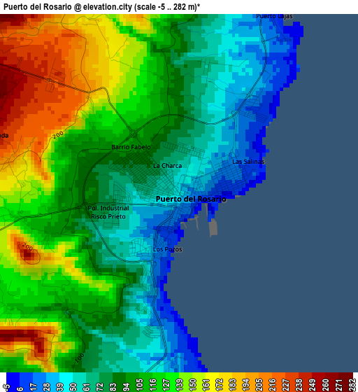 Puerto del Rosario elevation map