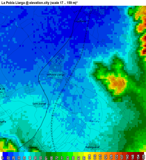 La Pobla Llarga elevation map