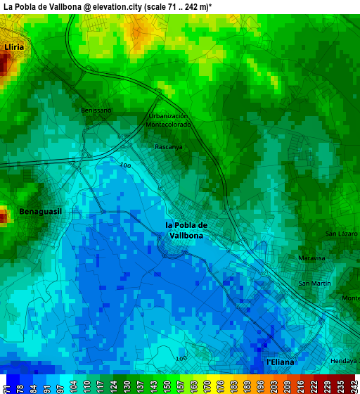 La Pobla de Vallbona elevation map