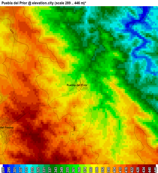 Puebla del Prior elevation map