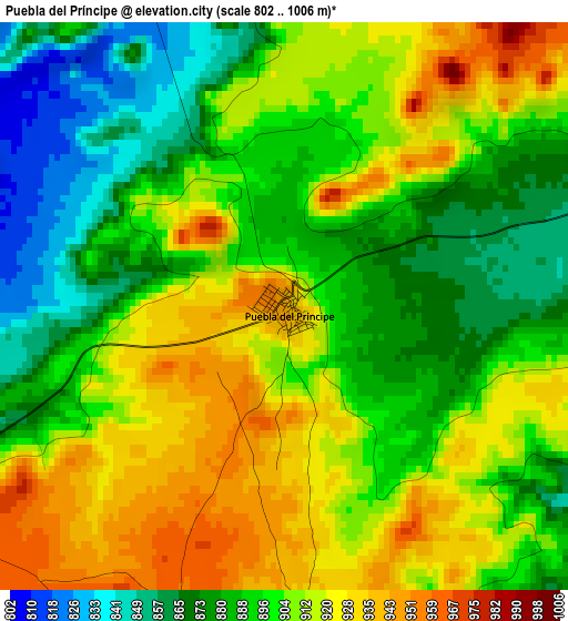 Puebla del Príncipe elevation map