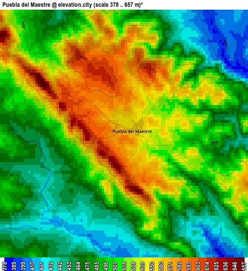 Puebla del Maestre elevation map