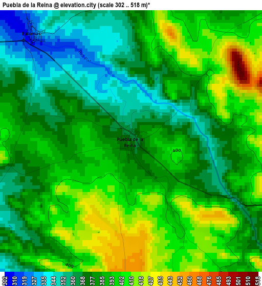 Puebla de la Reina elevation map