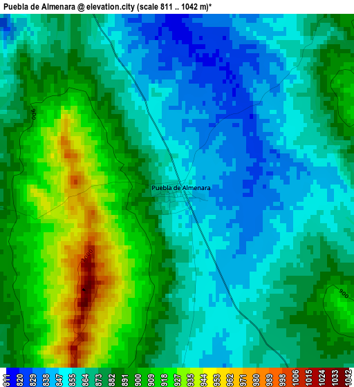 Puebla de Almenara elevation map