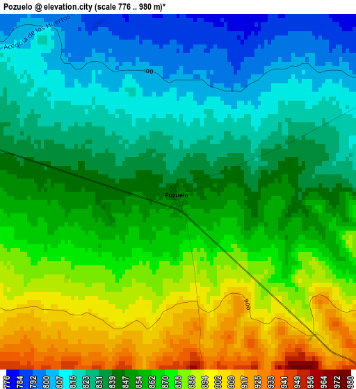 Pozuelo elevation map