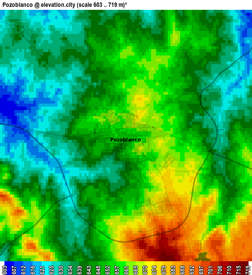 Pozoblanco elevation map