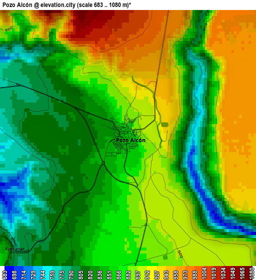 Pozo Alcón elevation map