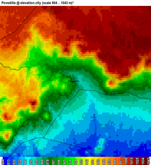 Povedilla elevation map