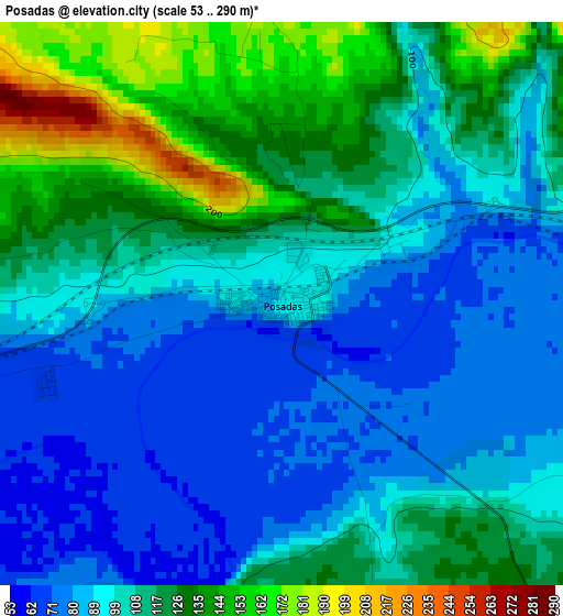 Posadas elevation map