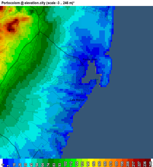 Portocolom elevation map