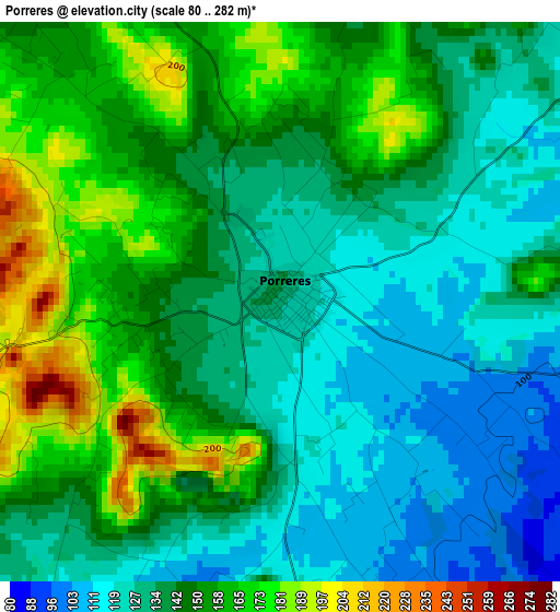 Porreres elevation map