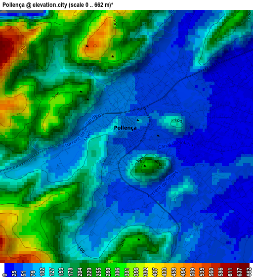 Pollença elevation map