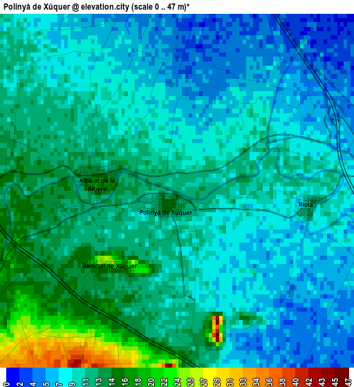 Polinyà de Xúquer elevation map