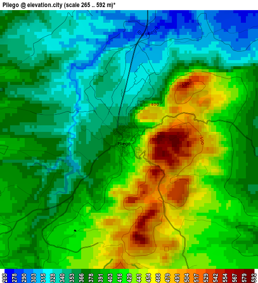 Pliego elevation map