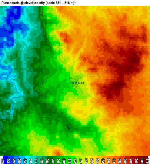 Plasenzuela elevation map