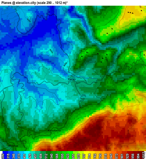 Planes elevation map