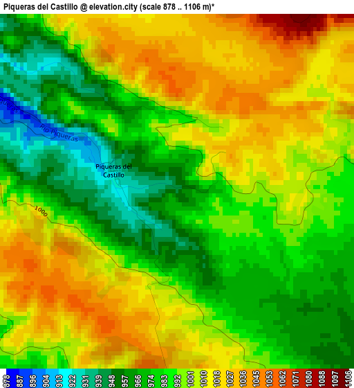 Piqueras del Castillo elevation map