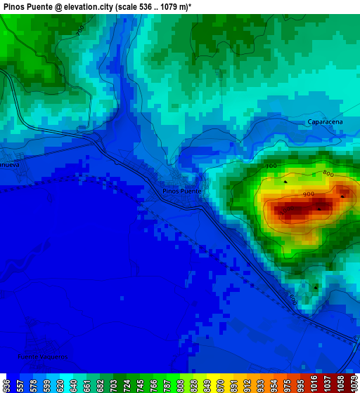 Pinos Puente elevation map