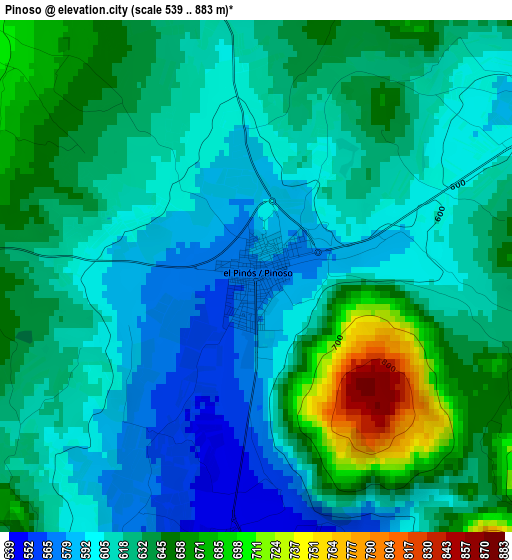 Pinoso elevation map