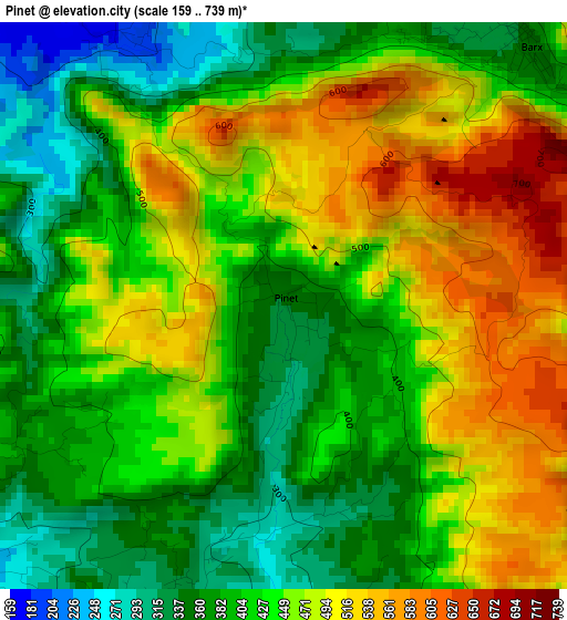 Pinet elevation map