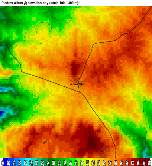 Piedras Albas elevation map