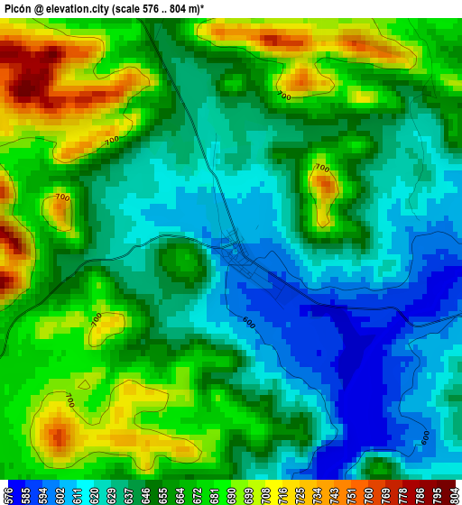 Picón elevation map