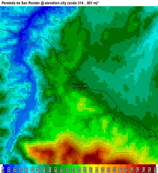 Peraleda de San Román elevation map