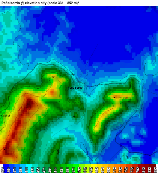 Peñalsordo elevation map